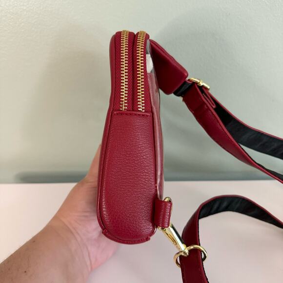 Inicat Un Jour De Chance Crossbody Sling Bag Small Vegan Leather Fanny Packs Red - Picture 4 of 10